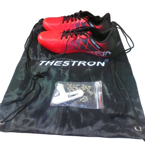 Thestron Track and Field Shoes, Men 4, Women 6, Foot Length 9.06", Red/Black - Picture 3 of 10